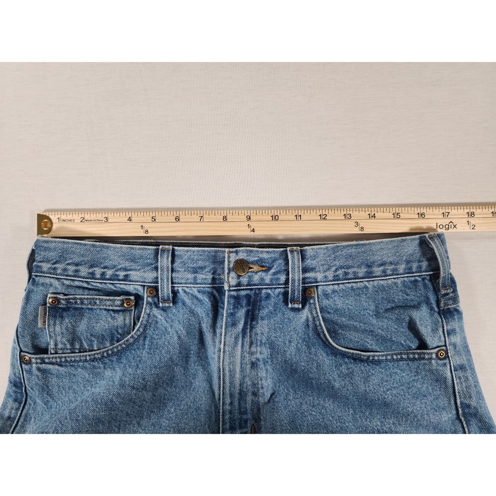 Carhartt Mens 34x32 B18-STW Straight Fit Blue Denim Stonewash Workwear Stain - Picture 3 of 11
